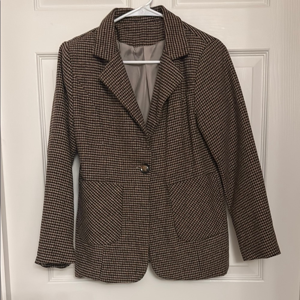 Brown Houndstooth Women's Blazer